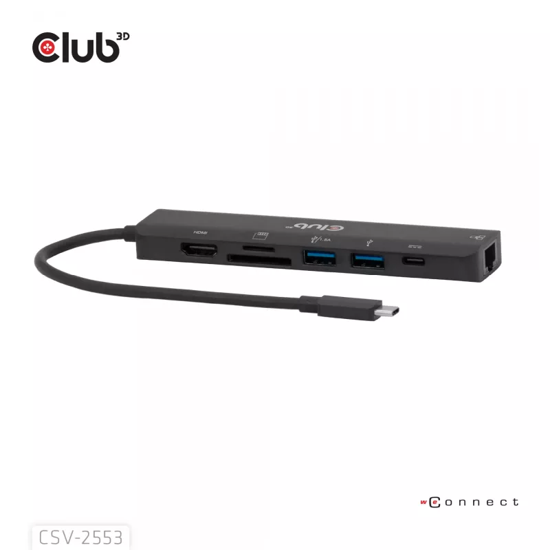 CLUB3D CSV-2553 rozbočovač USB Type-C 5000 Mbit/s čierny