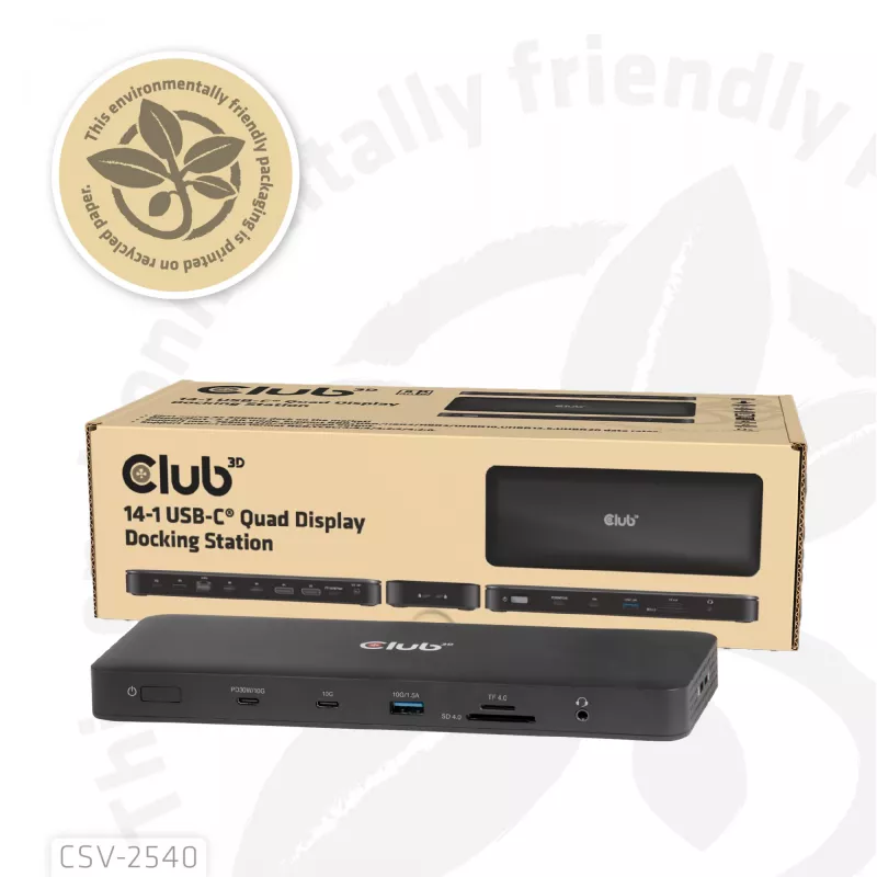 Dokovacia stanica CLUB 3D 14-1 USB-C Quad Display USB4 s 2× USB 2.0 portami
