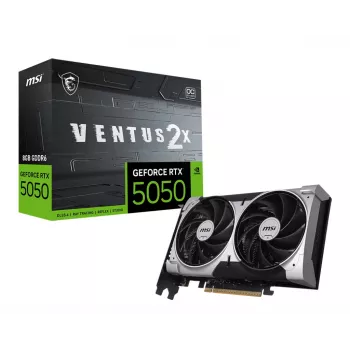 Grafická karta MSI GeForce RTX 5050 8 GB GDDR6, PCIe 5.0, 2560 CUDA, 2602 MHz Boost, 128-Bit, 3x DP 2.1b + 1x HDMI 2.1b, 130 W, 2 ventilátory