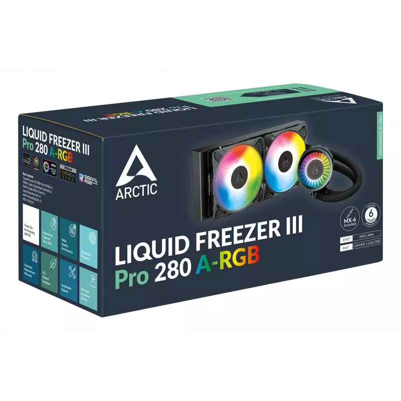 ARCTIC Liquid Freezer III Pro 280 A-RGB - multi-kompatibilný all-in-one CPU vodný chladič s A-RGB