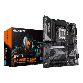 GIGABYTE B760 GAMING X GEN5 Základná doska - Podporuje Intel Core CPU 14. gen., 8+1+1 fázový VRM, až do 5600MHz DDR5, 3xPCIe 4.0 M.2, 2.5 GbE LAN, USB 3.2 Gen 2