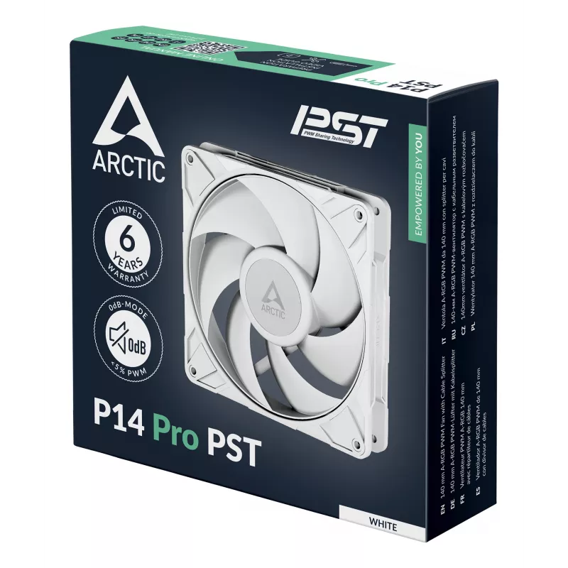 ARCTIC P14 Pro PST (biela) 140 mm PWM ventilátor s káblovým rozbočovačom