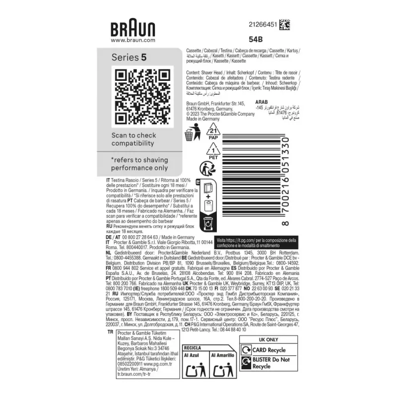 Strihacia hlava BRAUN Series 5 54 B – 1 náhradná hlava, čierna nerezová oceľ