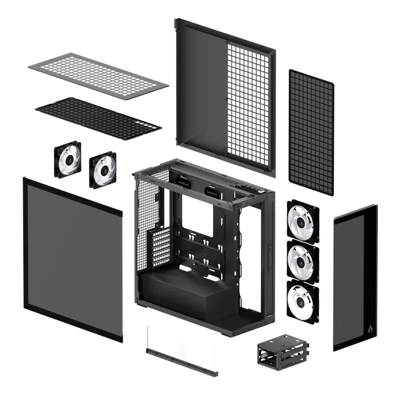 ARCTIC Xtender (čierna) Premium E-ATX PC skriňa, Midi-Tower, PC, čierna, EATX, kov, tvrdené sklo, gaming