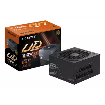 GIGABYTE UD750GM PG5 V2 napájací zdroj – PCIe Gen 5.1, 80 PLUS Gold, plne modulárna konštrukcia, 120 mm ventilátor, ATX 3.1 kompatibilný, EU konektor