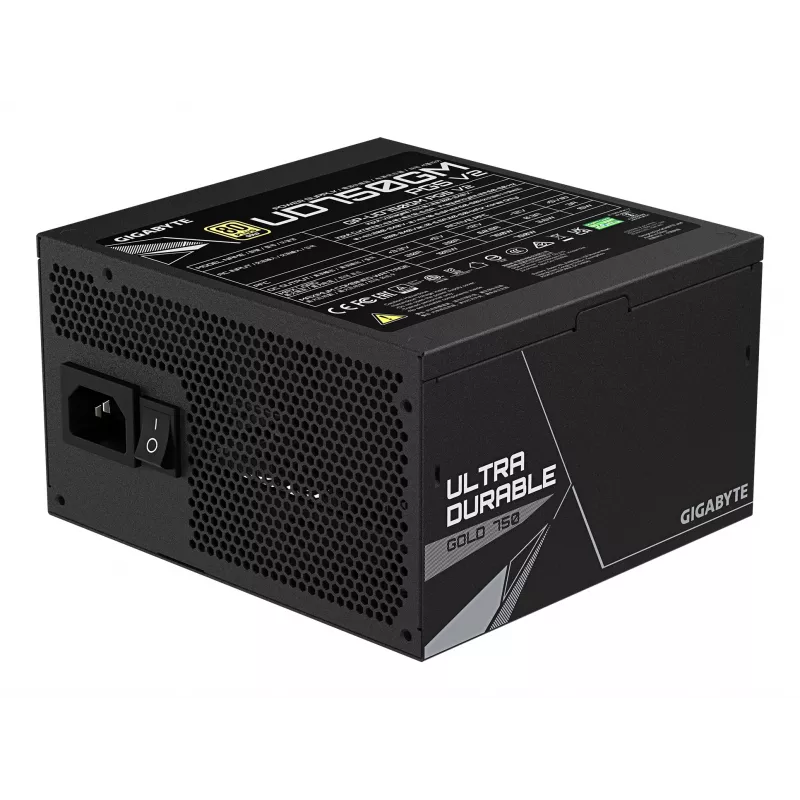 GIGABYTE UD750GM PG5 V2 napájací zdroj – PCIe Gen 5.1, 80 PLUS Gold, plne modulárna konštrukcia, 120 mm ventilátor, ATX 3.1 kompatibilný, EU konektor