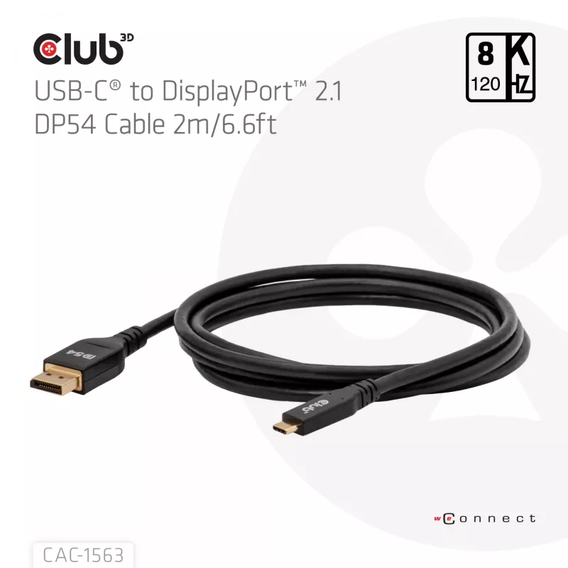 CLUB3D CAC-1563 videokábel adaptér 2 m USB Type-C DisplayPort čierny
