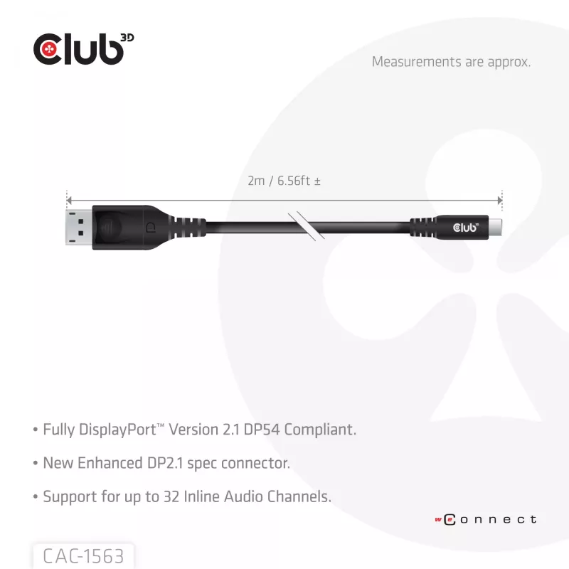 CLUB3D CAC-1563 videokábel adaptér 2 m USB Type-C DisplayPort čierny