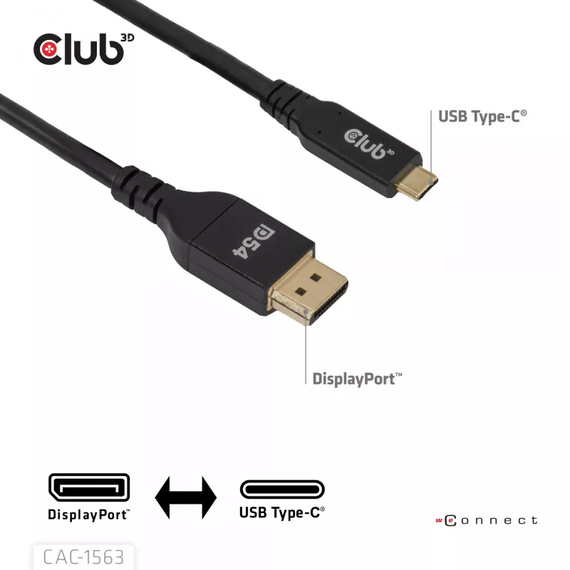 CLUB3D CAC-1563 videokábel adaptér 2 m USB Type-C DisplayPort čierny