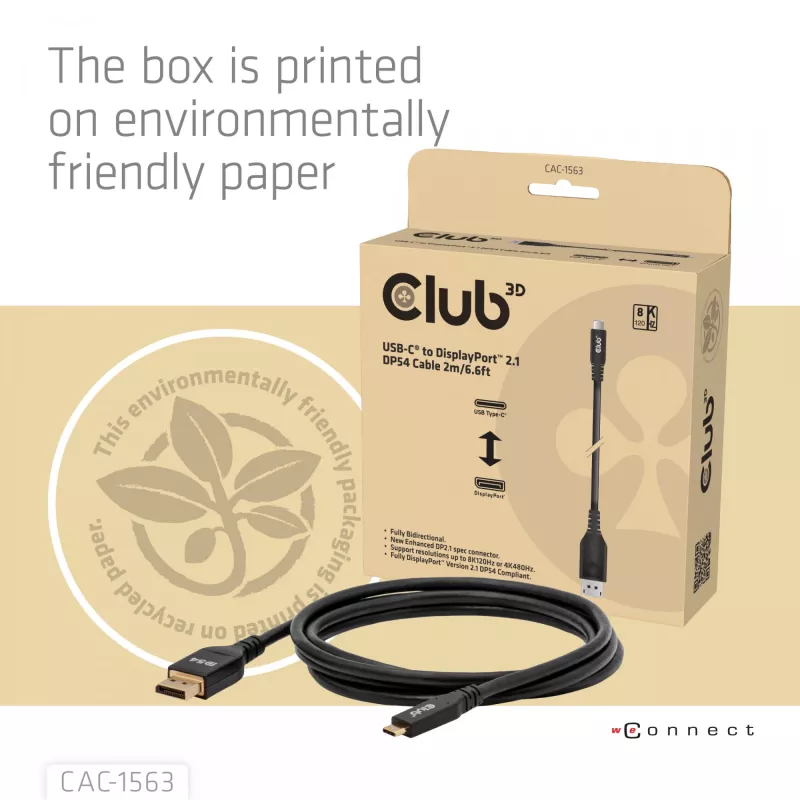 CLUB3D CAC-1563 videokábel adaptér 2 m USB Type-C DisplayPort čierny