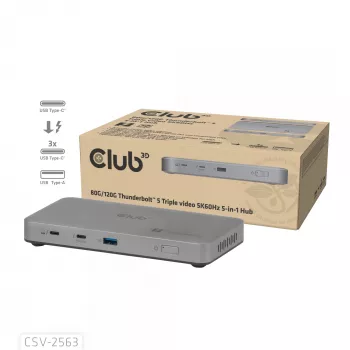CLUB3D CSV-2563 5-1 Thunderbolt™ 5 hub Triple video 5K60Hz Thunderbolt™ Share certifikovaný 180 W