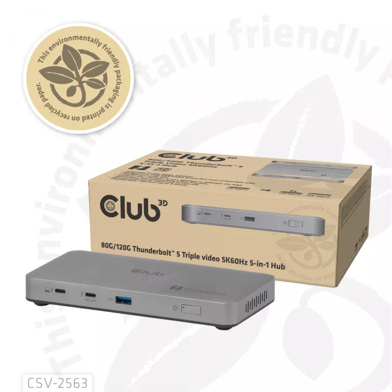 CLUB3D CSV-2563 5-1 Thunderbolt™ 5 hub Triple video 5K60Hz Thunderbolt™ Share certifikovaný 180 W