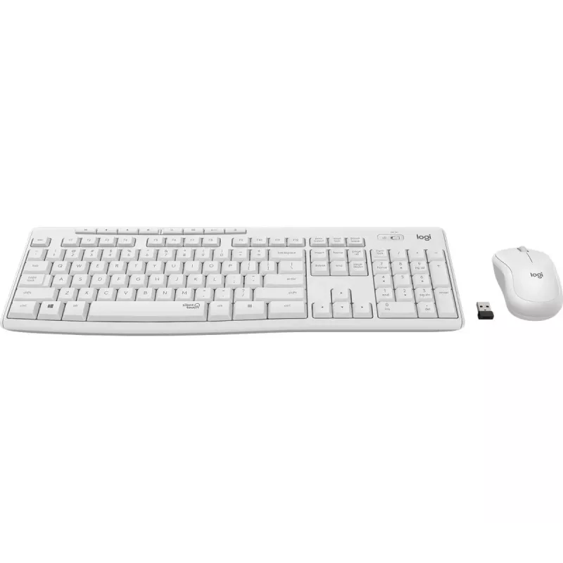 LOGITECH Mk295 Silent Wireless Combo, krémovobiela, QWERTY, dánčina/nórčina/švédčina/fínčina