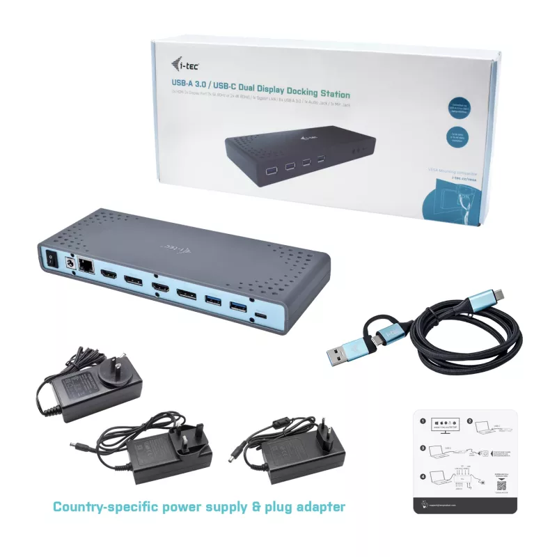 i-tec USB 3.0 / USB-C / Thunderbolt 3 dokovacia stanica s dvoma displejmi