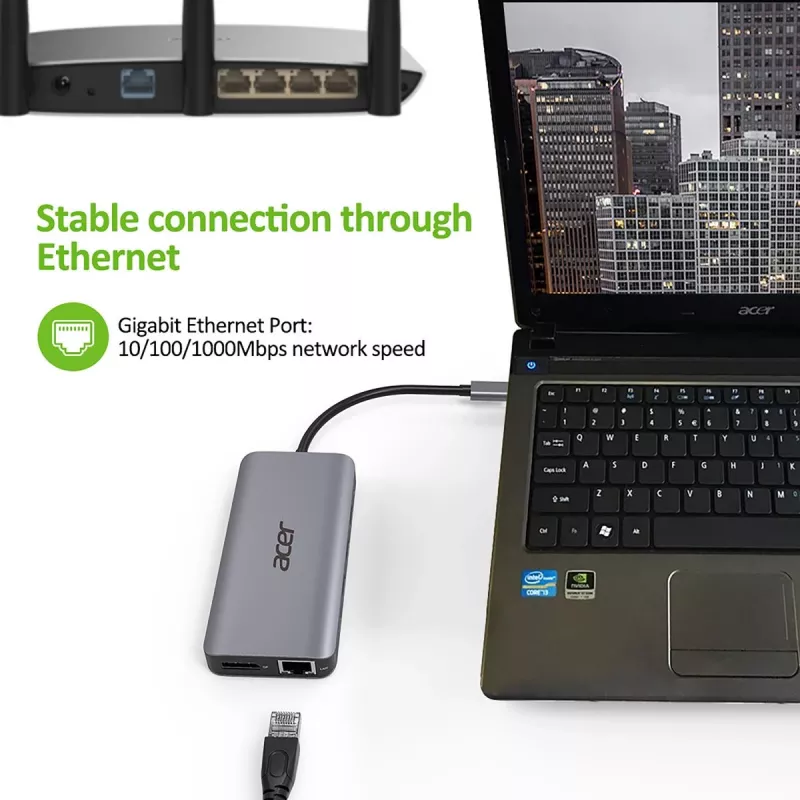 ACER 12v1 Type C dongle strieborný