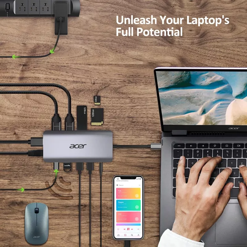 ACER 12v1 Type C dongle strieborný