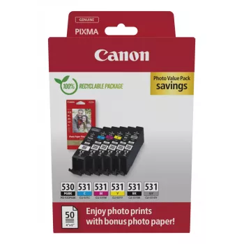 Canon PGI-530/CLI-531 PVP atramentová kazeta 6 ks originálna čierna, azúrová, sivá, purpurová, fotografia čierna, žltá