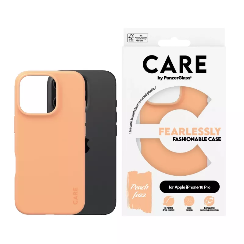 PanzerGlass CARE módne puzdro Peachy iPhone 16 Pro transparentné puzdro
