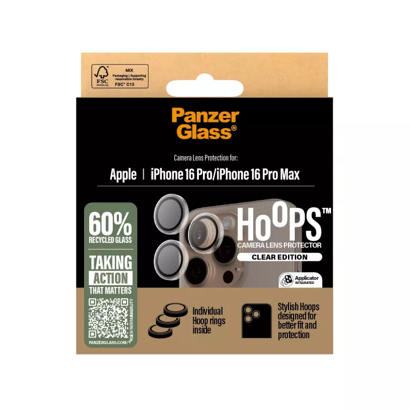 PanzerGlass ® Hoops® ochrana kamery transparentná iPhone 16 Pro | 16 Pro Max