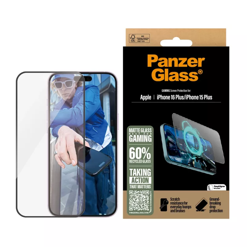 PanzerGlass® Gaming ochranná fólia displeja iPhone 16 Plus | 15 Plus | Ultra-Wide Fit