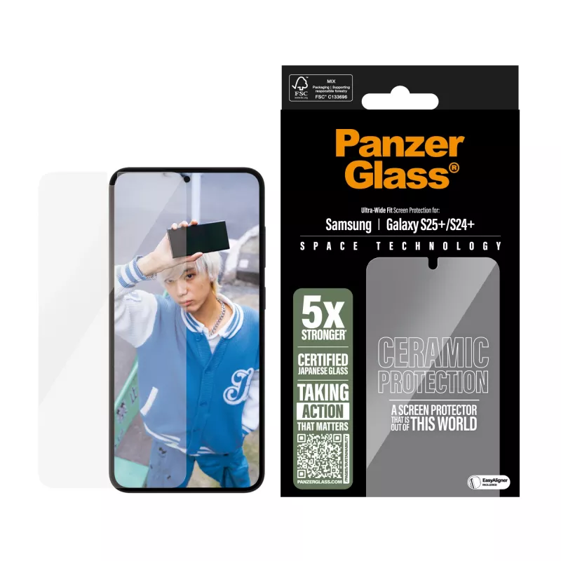 PanzerGlass ® keramická ochrana displeja pre Samsung Galaxy S25+ | S24+ | Ultra-Wide Fit s EasyAligner