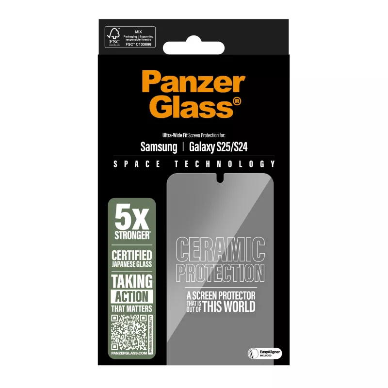 PanzerGlass ® keramická ochrana displeja Samsung Galaxy S25 | S24 | Ultra-Wide Fit s EasyAligner