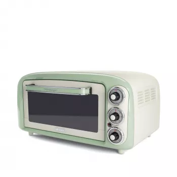 Ariete 979 Design elektrická rúra na pečenie 18 litrov, vhodná pre 30 cm pizzu, 1380 W, 3 úrovne vloženia, 60 minútový časovač, nehrdzavejúca oceľ, pastelová zelená