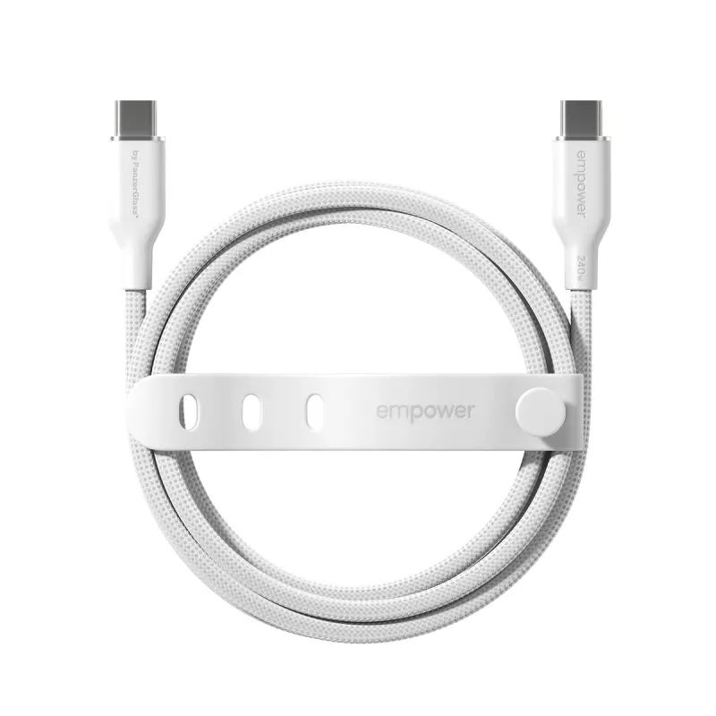 PanzerGlass empower™ by ® Racing 240W USB-C na USB-C kábel | USB 2.0 | 2 m | strieborno-biela