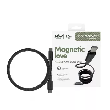 PanzerGlass empower™ by ® Magnetic 240W USB-C na USB-C kábel | USB 2.0 | 1,5 m | Space Black
