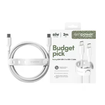 PanzerGlass empower™ by ® Racing 60W USB-C na USB-C kábel | USB 2.0 | 2 m | strieborno-biela