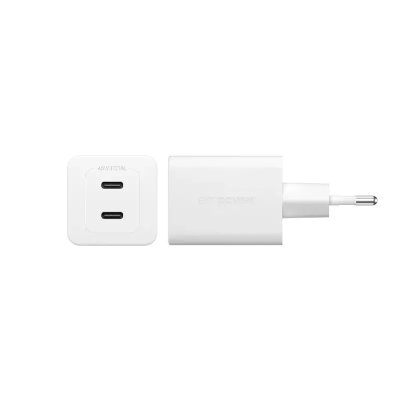 PanzerGlass empower™ by ® Turbo 45W nabíjačka vrátane 2 x USB-C | EU Plug | Silver White