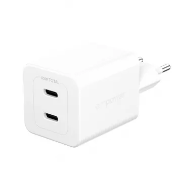 PanzerGlass empower™ by ® Turbo 45W nabíjačka vrátane 2 x USB-C | EU Plug | Silver White