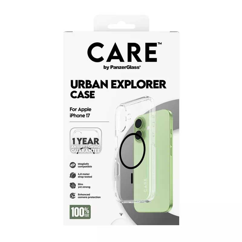 Puzdro PanzerGlass CARE by Flagship Case Transparent Urban Explorer Black MagSafe iPhone 17