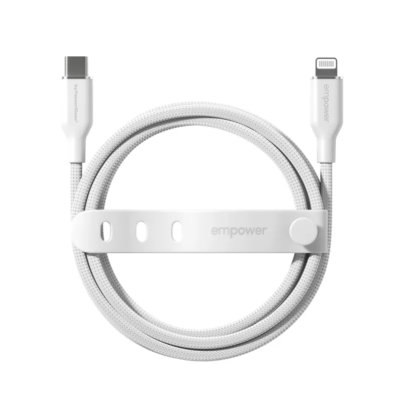 PanzerGlass empower™ by ® Racing 60W USB-C na Lightning kábel | USB 2.0 | 1,2 m | strieborno-biela