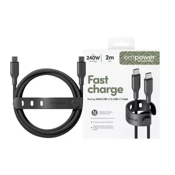PanzerGlass empower™ by ® Racing 240W USB-C na USB-C kábel | USB 2.0 | 2M | Space Black