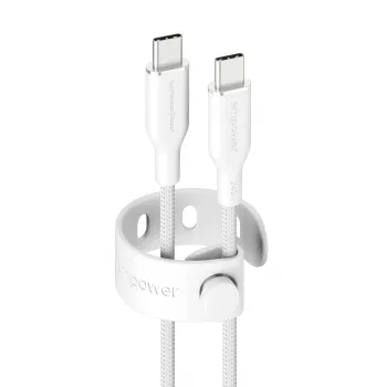 PanzerGlass empower™ by ® Racing 240W USB-C na USB-C kábel | USB 2.0 | 1,2 m | strieborno-biela