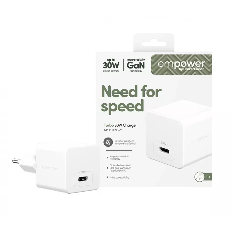 PanzerGlass empower™ by ® Turbo 30W nabíjačka Single USB-C | EU Plug | Silver White