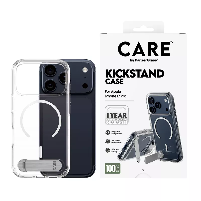 PanzerGlass CARE™ by ® puzdro transparent s stojanom & MagSafe iPhone 17 Pro
