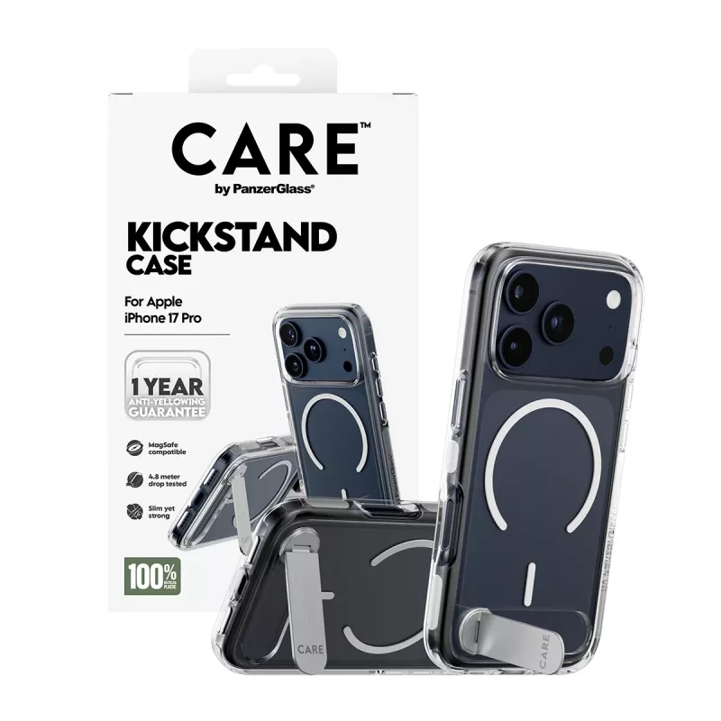 PanzerGlass CARE™ by ® puzdro transparent s stojanom & MagSafe iPhone 17 Pro
