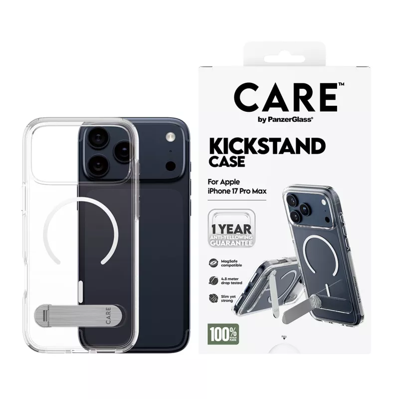 PanzerGlass CARE™ by ® puzdro Transparent s kickstand & MagSafe iPhone 17 Pro Max