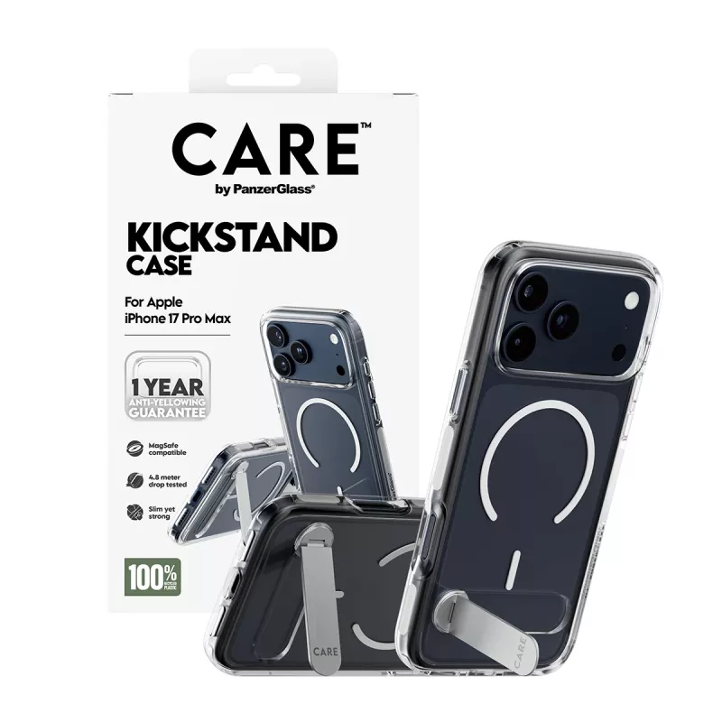 PanzerGlass CARE™ by ® puzdro Transparent s kickstand & MagSafe iPhone 17 Pro Max