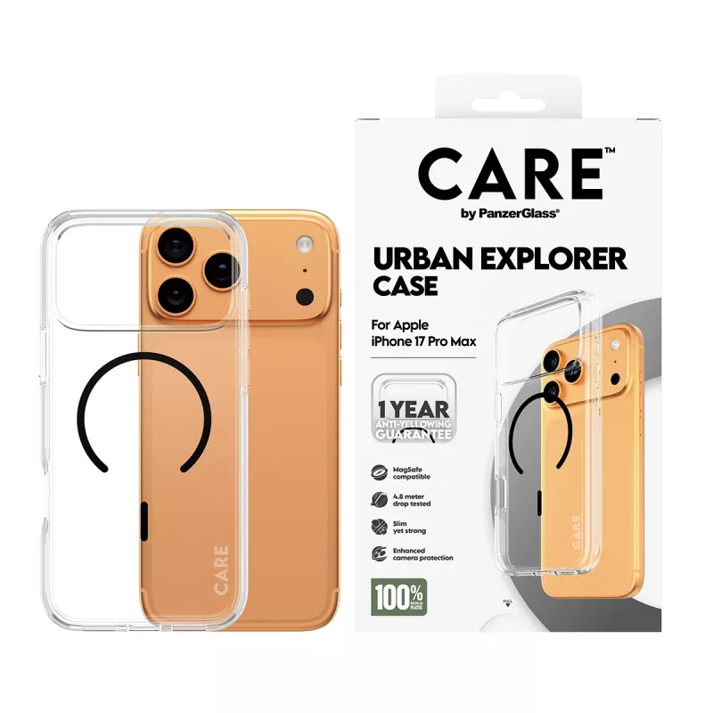 PanzerGlass CARE™ by ® Urban Explorer puzdro transparent s čiernym MagSafe iPhone 17 Pro Max