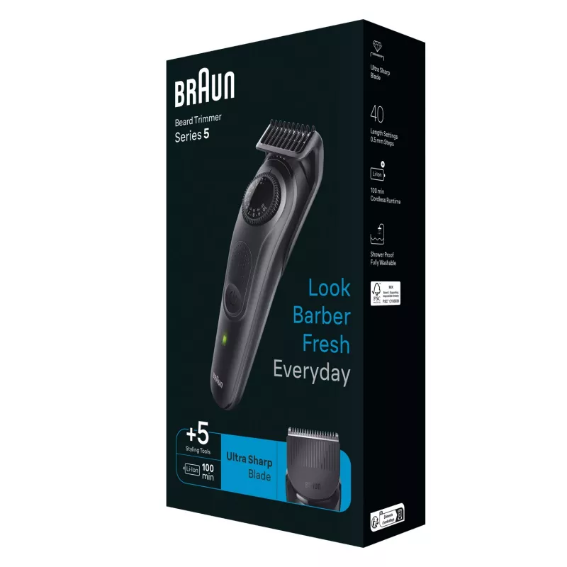 Braun BeardTrimmer 5 BT5430 strihač brady batéria 40 2 cm mokré & suché čierna