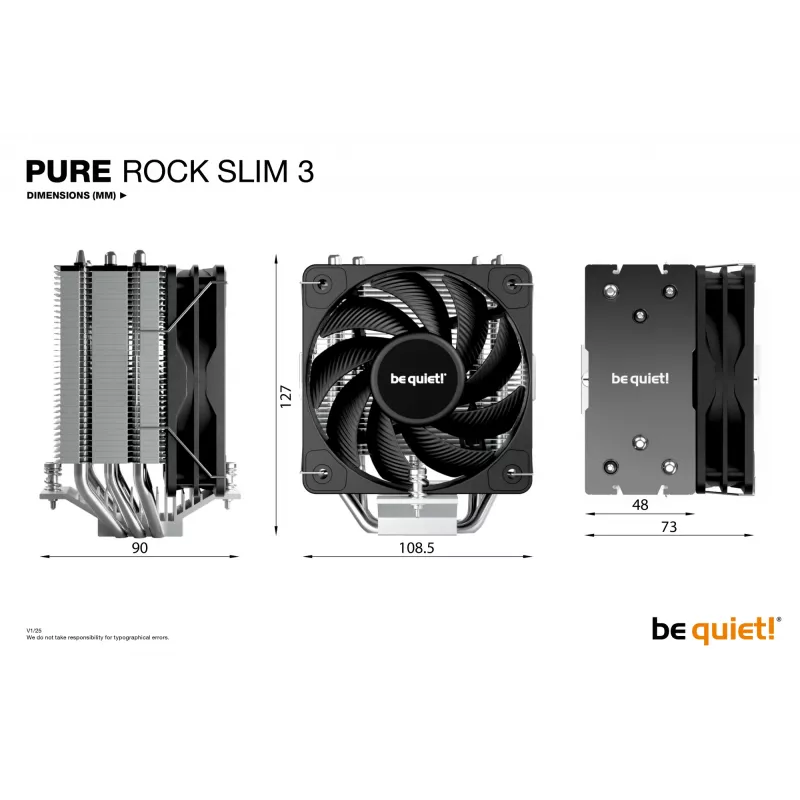 be quiet Pure Rock slim 3 procesorový vzduchový chladič 10 cm strieborná 1 kus