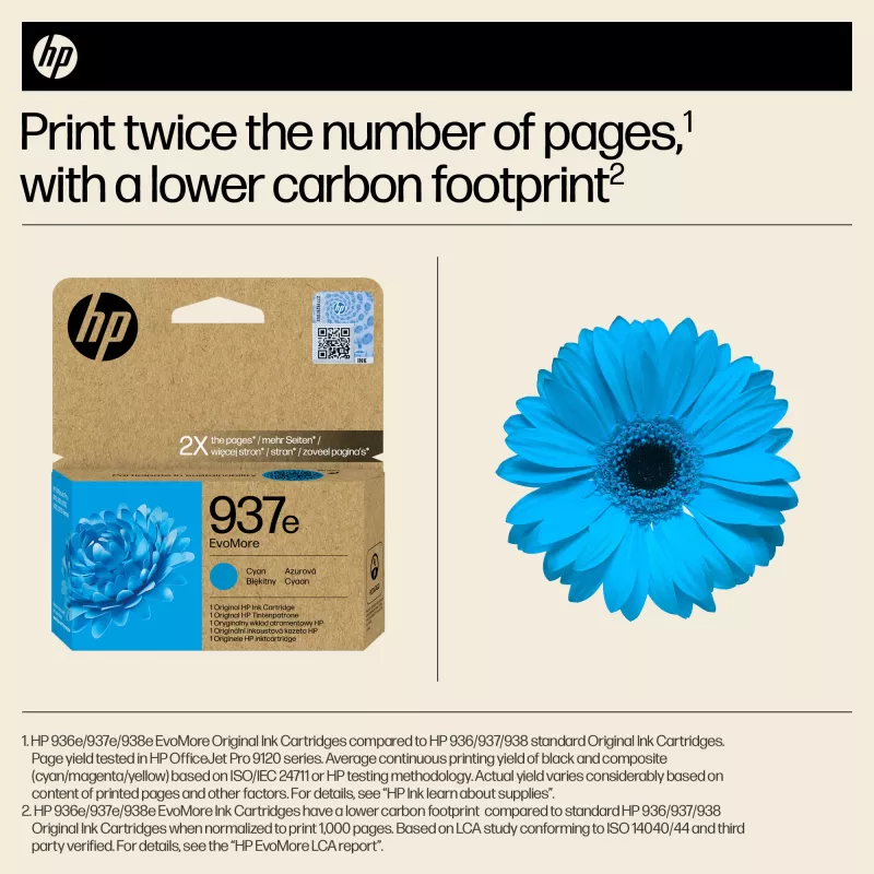 HP 937e EvoMore azúrová originálna atramentová kazeta