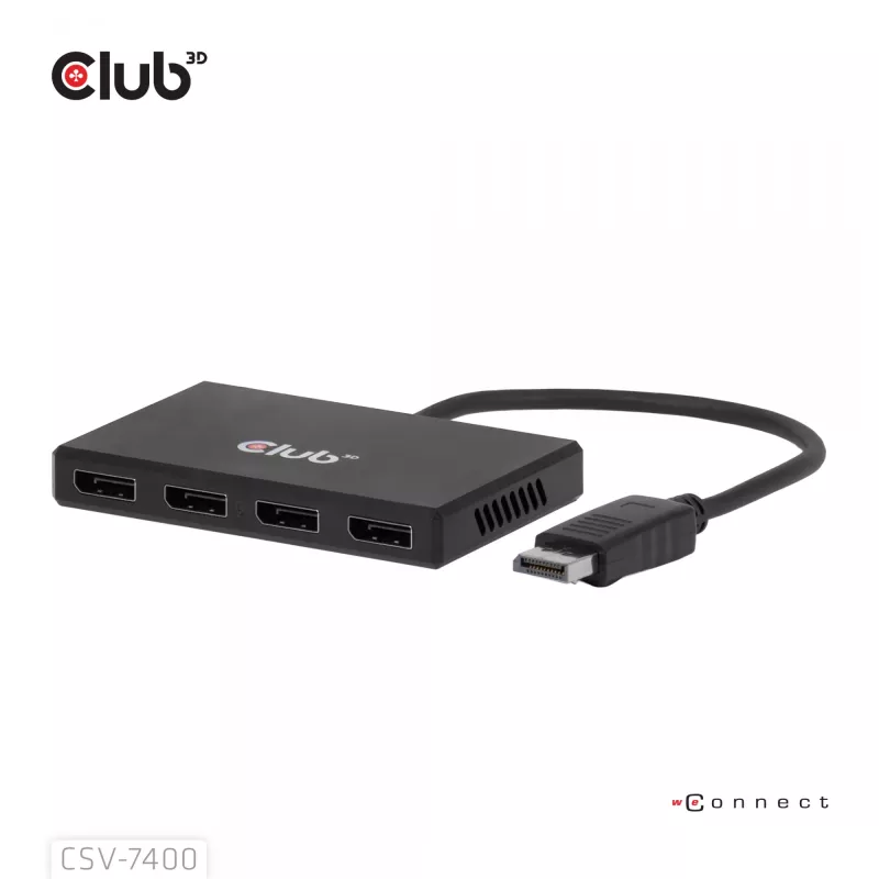 CLUB3D Quad DisplayPort™ hub – 4 x 4K rozlíšenie @ 30Hz, podpora MST