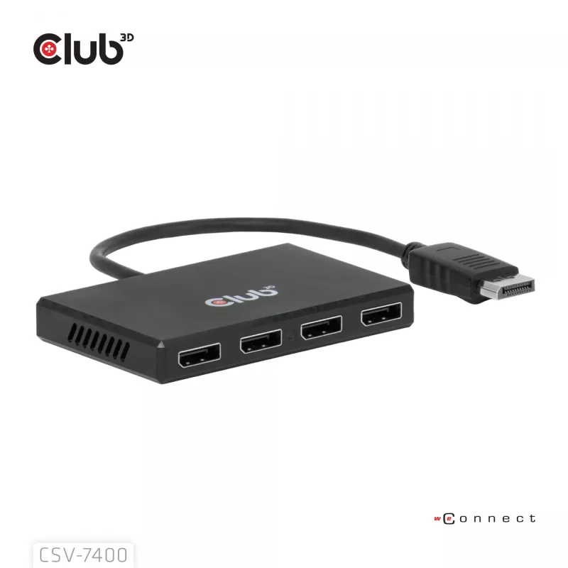 CLUB3D Quad DisplayPort™ hub – 4 x 4K rozlíšenie @ 30Hz, podpora MST