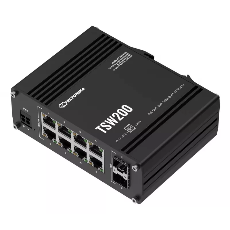 TELTONIKA TSW200 priemyselný neupravovaný PoE+ Gigabit Ethernet switch