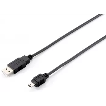 Equip USB 2.0 Type A na Mini-B kábel, 1.8m, 1,8 m, USB A, Mini-USB B, USB 2.0, samec/samec, čierna