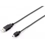Equip USB 2.0 Type A na Mini-B kábel, 1.8m, 1,8 m, USB A, Mini-USB B, USB 2.0, samec/samec, čierna